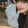 Autumn And Winter Knitted Plush Gloves Outdoor Cycling Windproof Warm Thick Cute Cartoon Touch Screen Gloves