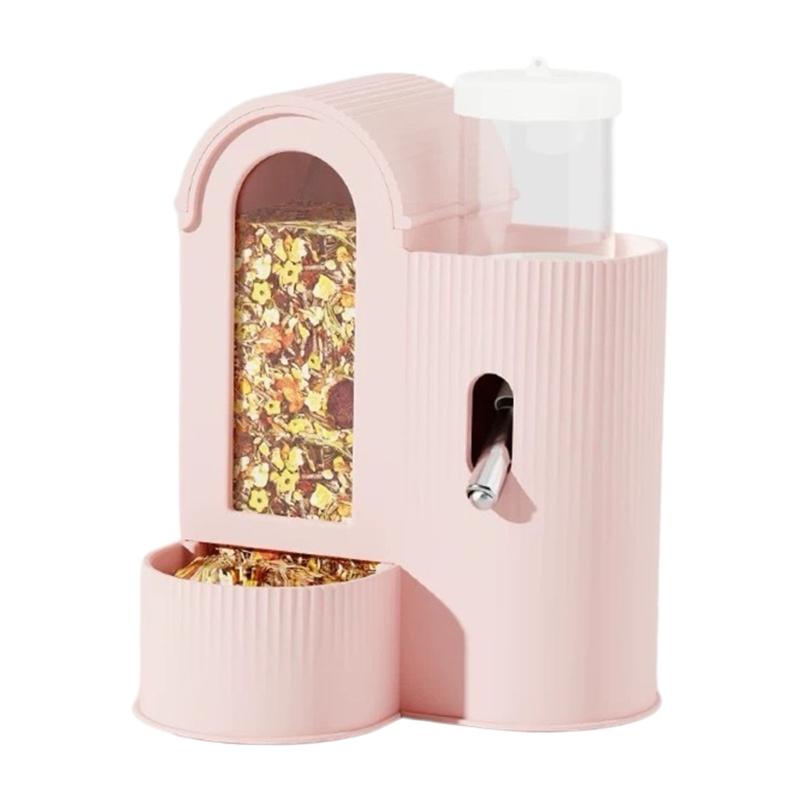 

Hamster Feeder And Water Dispenser Automatic Food Container Leak Proof Small Pet Cage Feeding Watering Accessory розовый