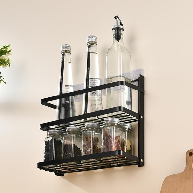 Foldable Over The Door Spices Shelf Large Capacity Rustproof Metal Storage for Small Kitchens