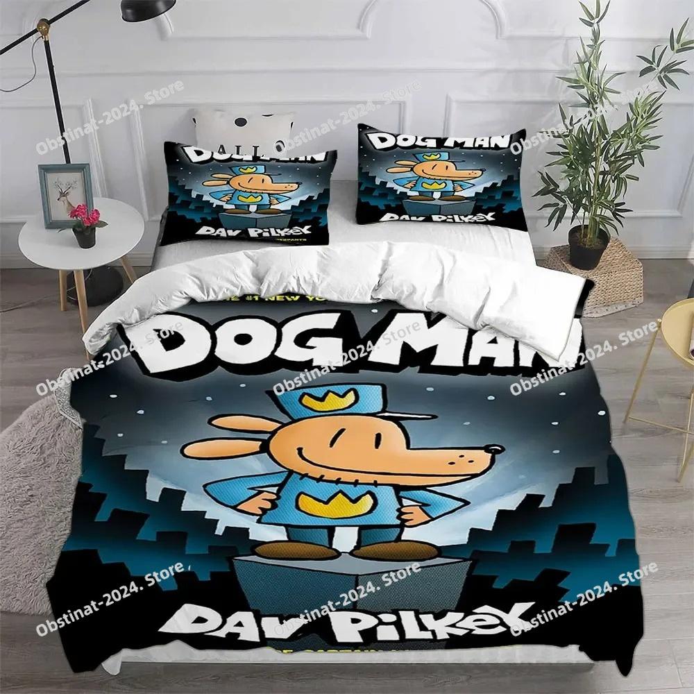 Dog Man Comforter Pillow Case Bedding Set Printed Bed Set Duvet Cover Sheet Pillowcase Bed Soft Quilt Cover Full Queen King Size