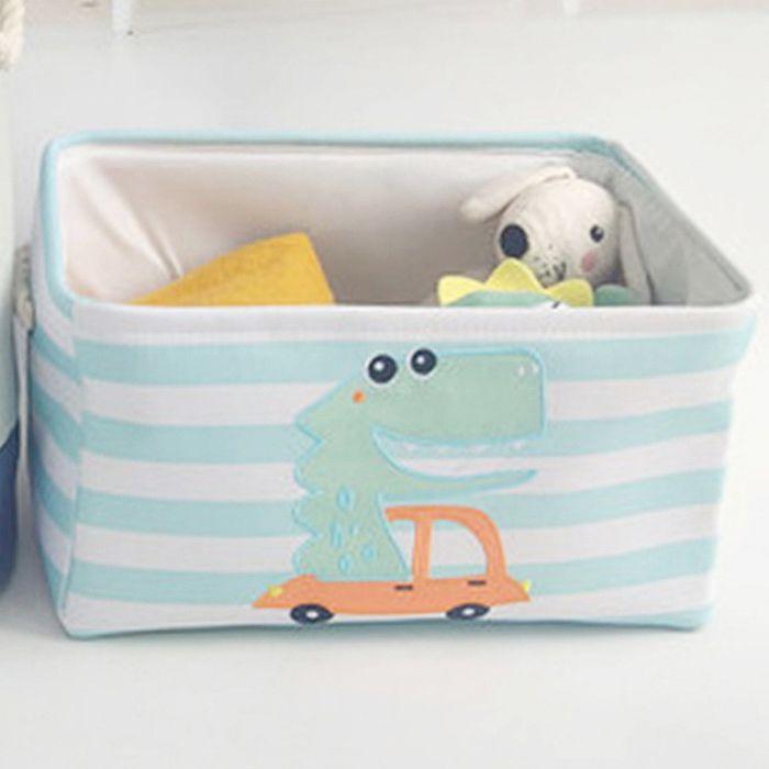 Boîte de rangement pliable - DINO - Poignées - Toile de coton doublée - Grande capacité
