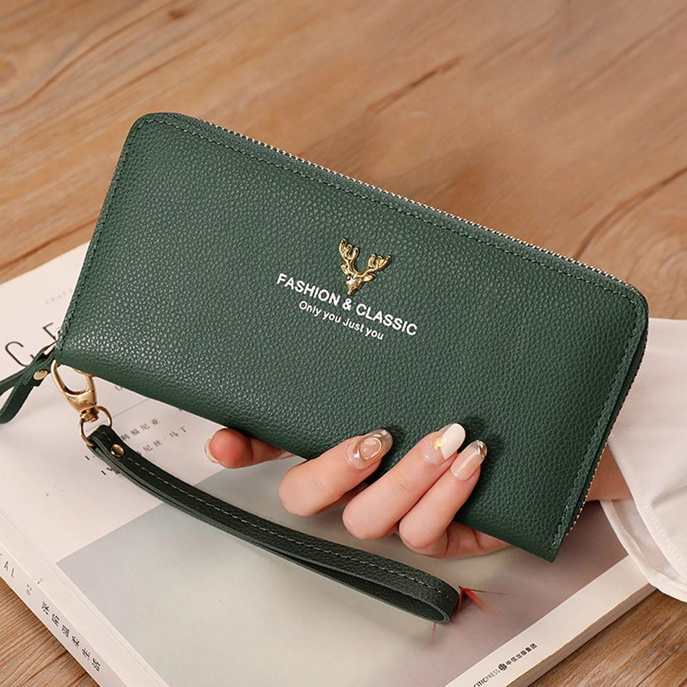 Multifunctional Zipper Long Wallet Large Capacity Leather Card Bag Coin Purse Women