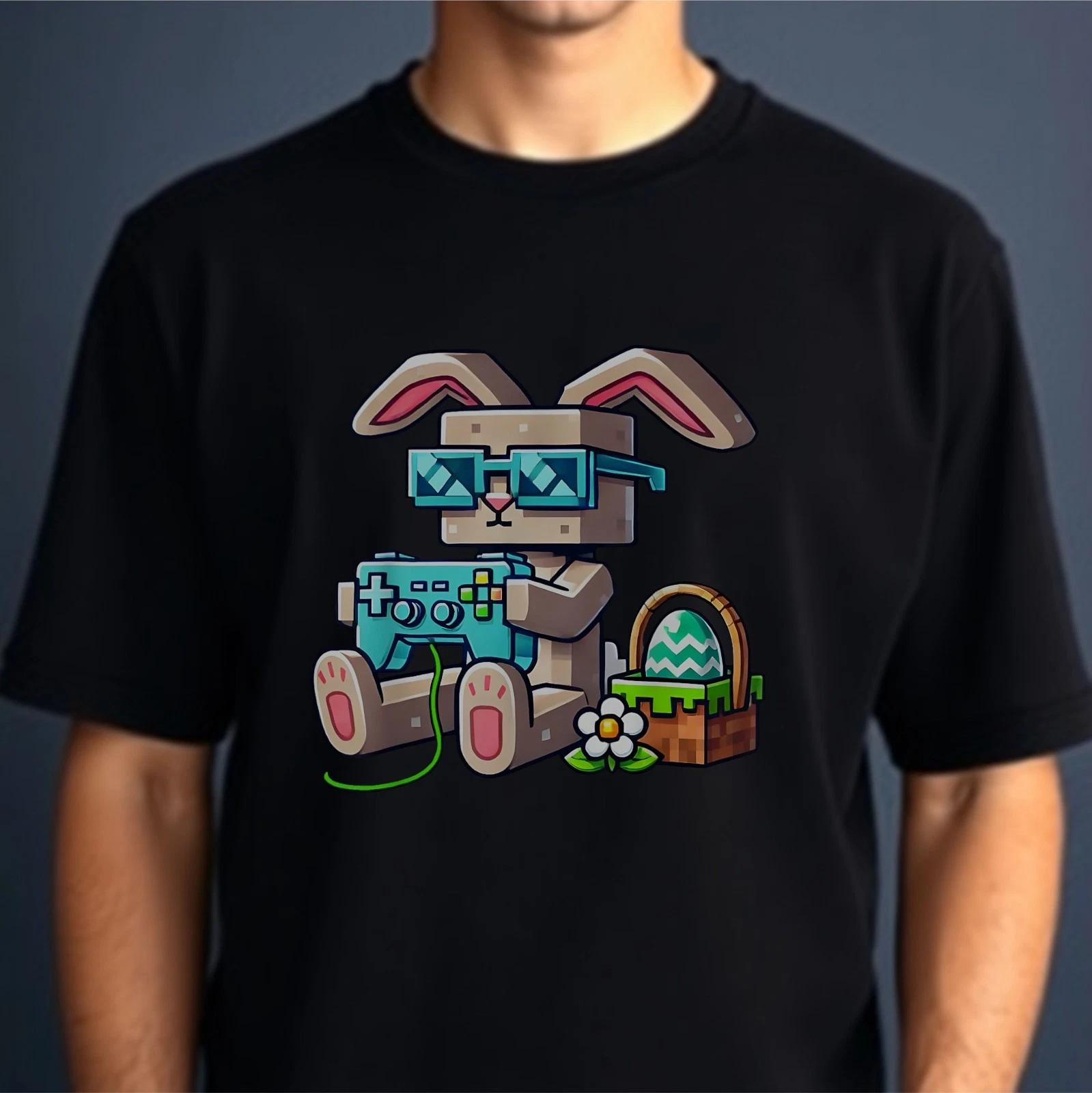 Easter Bunny T-shirt Arcade Gaming Egg Hunter Retro Game Kid s Men s Unisex Tee S