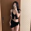 TAKU Korean Style Girlish Slim-Fit Swimsuit Set: Three-Piece Cover-Up with Split Design for Small Busts, Perfect for Vacations and Hot Springs.