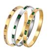 Gold-Plated Titanium Steel Bracelet with Green Diamond Buckle – Women's Fashion Jewelry