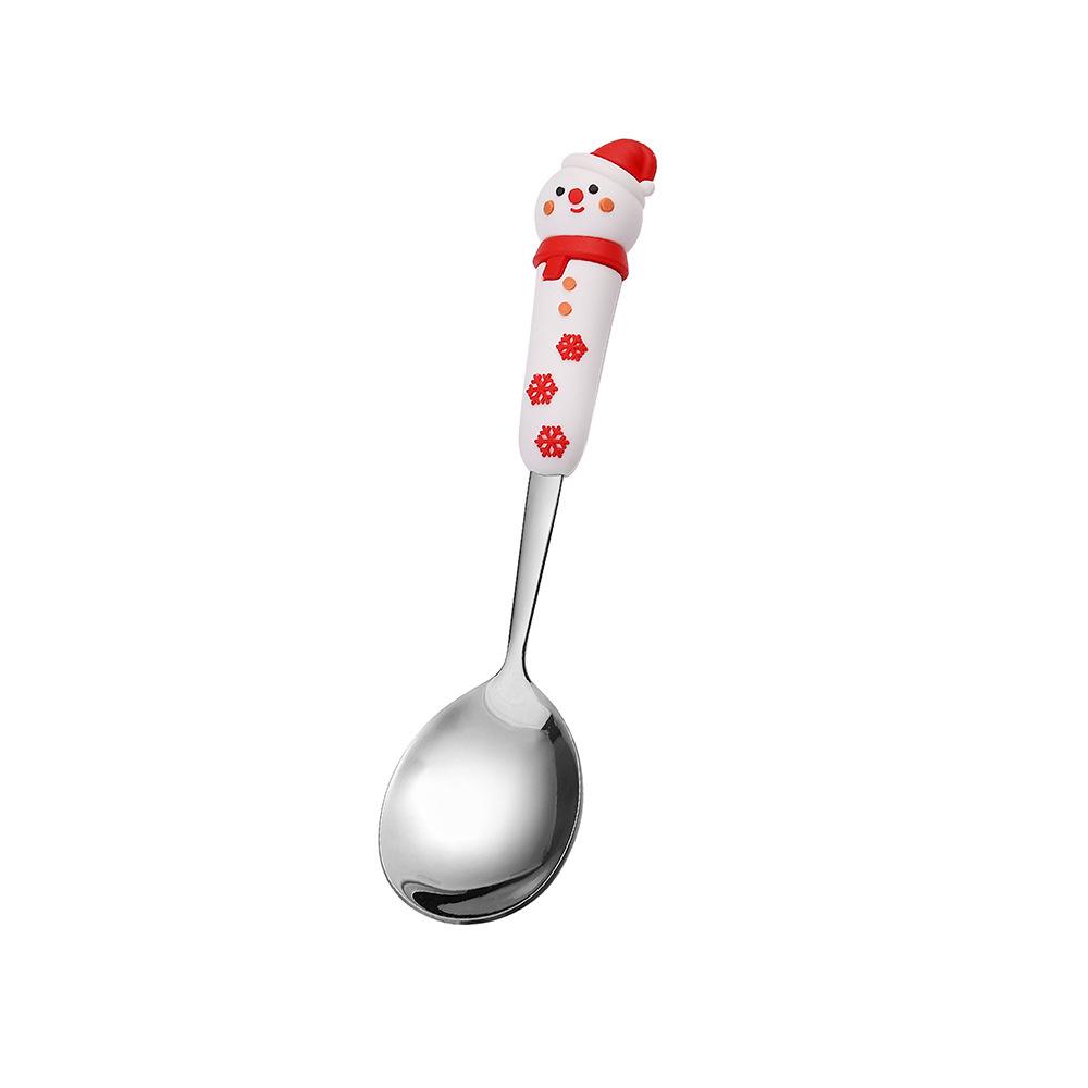 Reindeer Cartoon Christmas Spoon & Fork Set - Cute Stainless Steel Gift in Color Box
