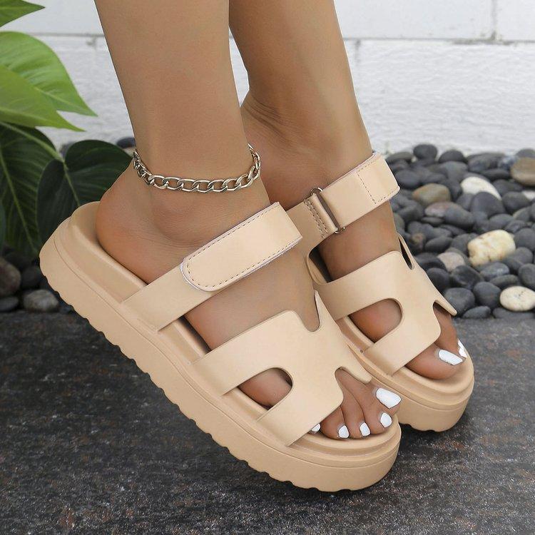 Foreign Trade 2024 Summer New Large Size Slippers Women's Summer Casual Thick Bottom Sandals Color Matching Slippers