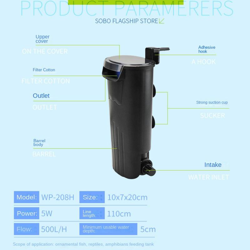 Akvárium pro želvu filtr nízké hladiny vody vestavěné ponorné čerpadlo v akváriu
