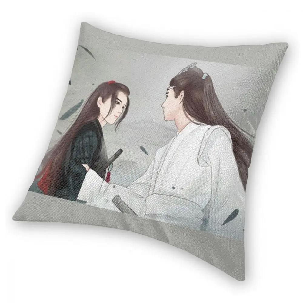 Den Otämjda Wuxian Lanzhan Fyrkantig Kuddfodral Pläd Kudde Lan Wangji Kuddfodral