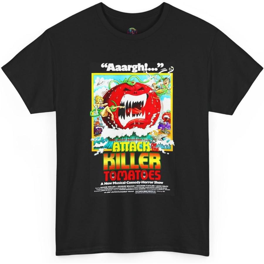 Attack of The Killer Tomatoes T-Shirt Retro Horror Movie Poster Tee Cult Classic Film Graphic Vintage Sci-Fi Unisex Cotton XXXXXL чёрный