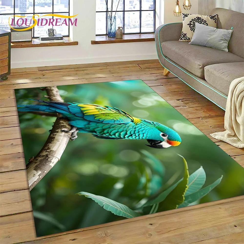 Colorful Parrot Macaw Budgerigar Bird Carpet Rug for Home Living Room Bedroom Sofa Doormat Decor,kid Area Rug Non-slip Floor Mat