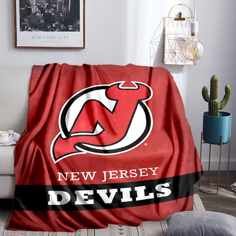 Jersey Devils Logo Throws Blanket Flannel Blankets Plush for Couch Bed Gifts for Men Women Travel picnic blanket Christmas fan gifts