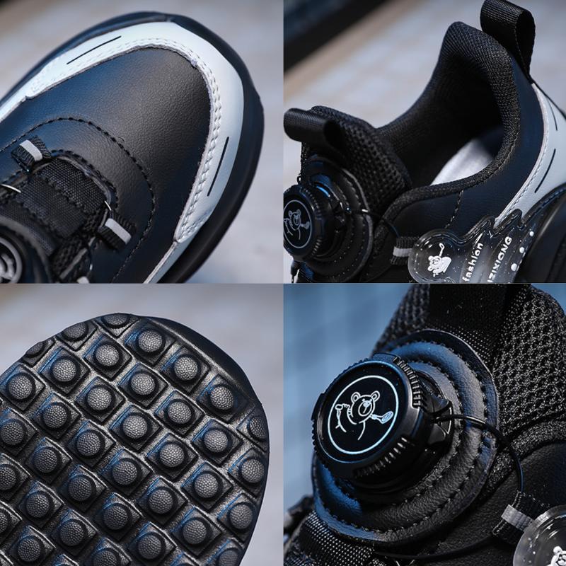 Boys Leather Sneakers Casual Sports Shoes Sole Comfortable School Walking Shoes for Kids Children Fashion Athletic Footwear