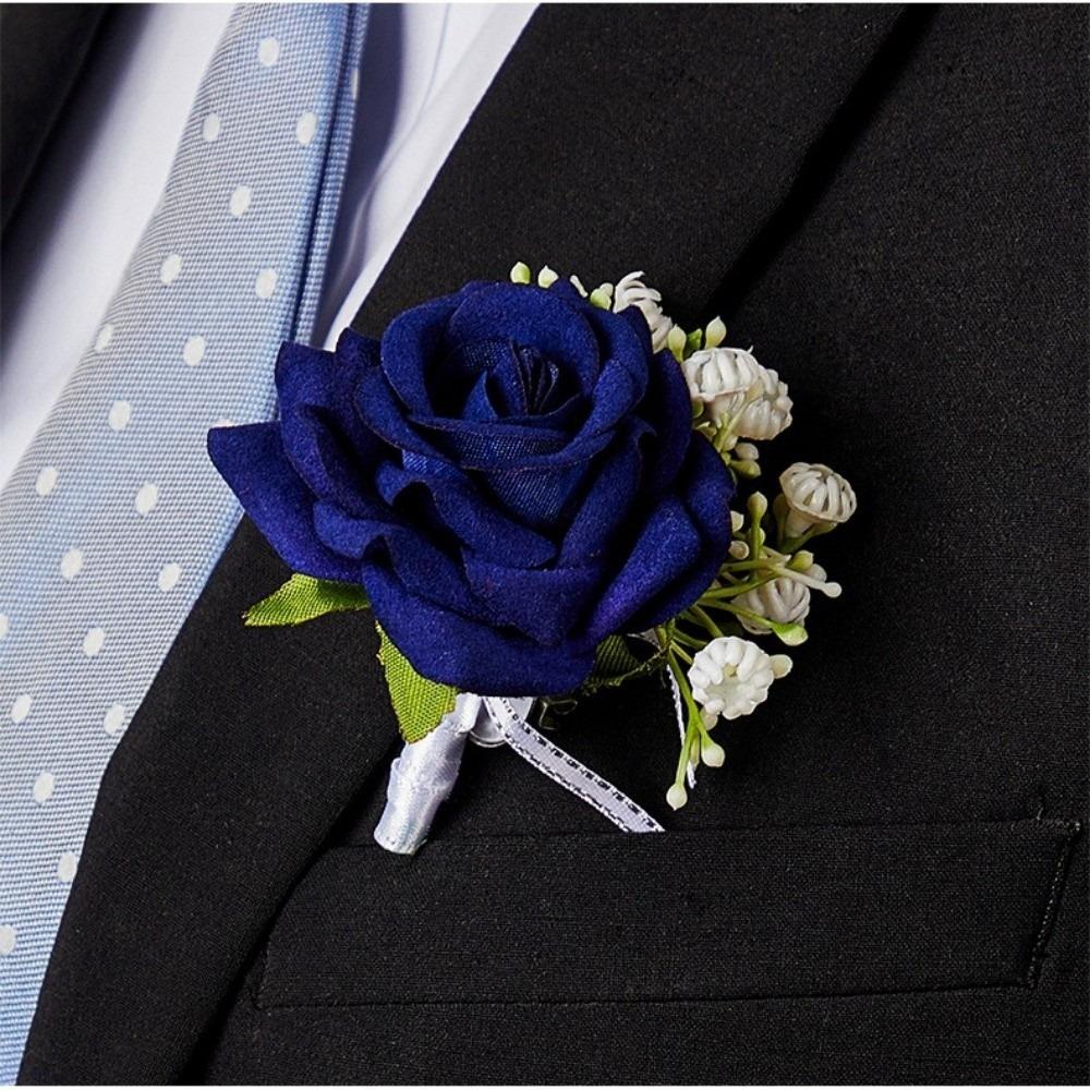 Handmade Wedding Brooch Silk Wrist Flower European Rose Boutonniere  Wedding Accessories