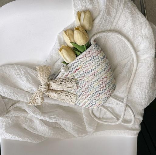 Popular Fashion Woven Bag Women's 2025 New Fashion Bucket Bag Portable Small Square Bag Color Foreign Style Messenger Bag