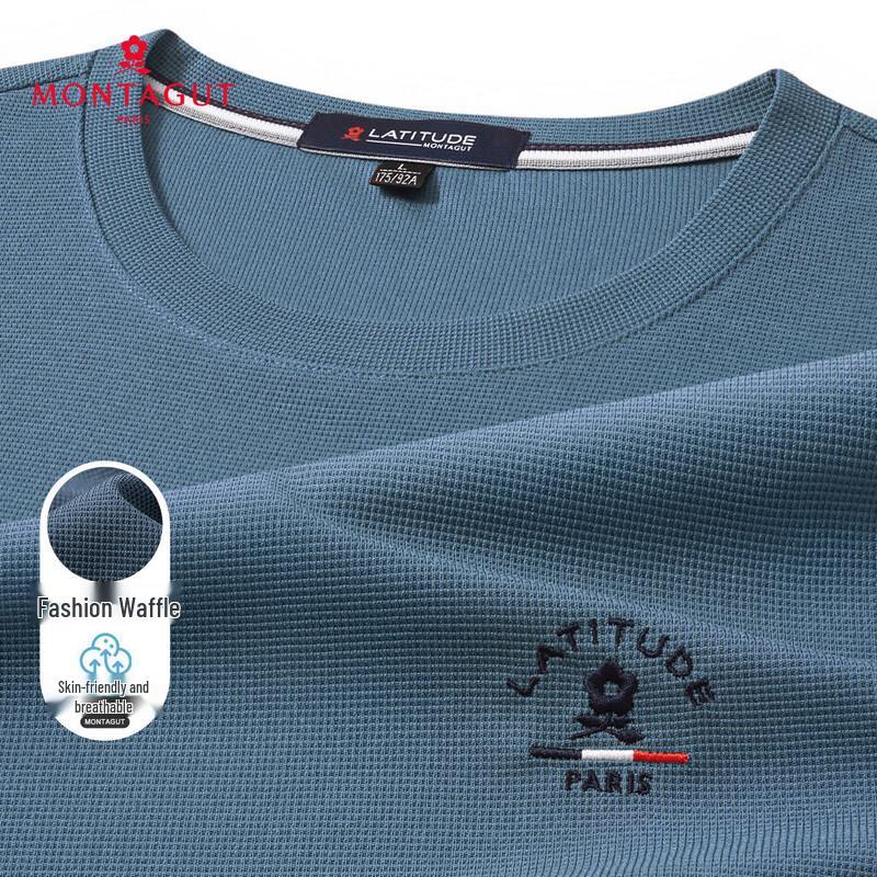 MONTAGUT Men's Soft Breathable Waffle Knit Round Neck Short Sleeve T-Shirt