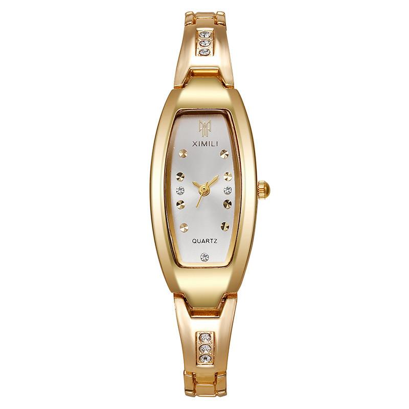 Elegant Fashion Oval Diamond Embellished Ladies Watch With Quartz Movement For Casual Wear