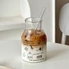 Simple Line Graffiti Glass,650ml Cold Brew Coffee Cup Large Capacity Water Glassware Office Milk Juice Drinkware Gifts