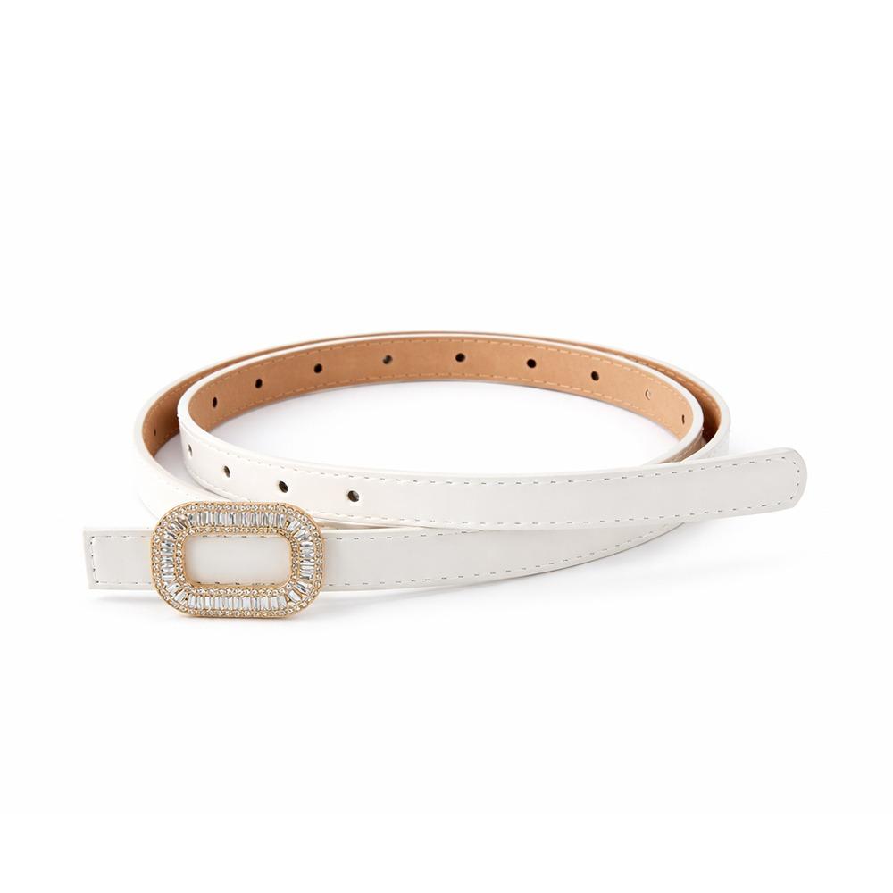 Trend Rhinestone Buckle Women s PU Belt Oval Luxury Design Waist Strap Thin Leather Thin Waistband Dress Matching