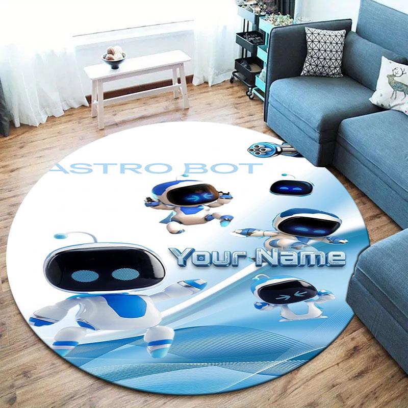 ASTRO BOT Custom Name Round Area Rug,Carpet Rug for Living Room Bedroom Sofa Playroom Decor,Non-slip Floor Mat