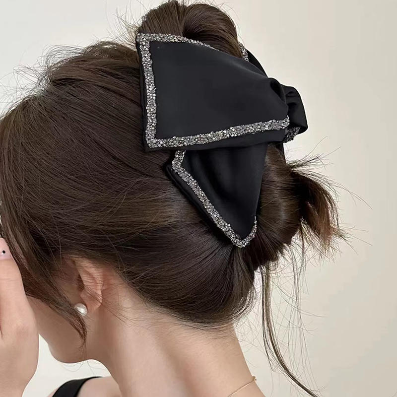 Hair Clips Vintage Soft Satin Hair Claw Rhinestone/pearl Hairpin Large Big Bow Ornament Women Hair Accessories