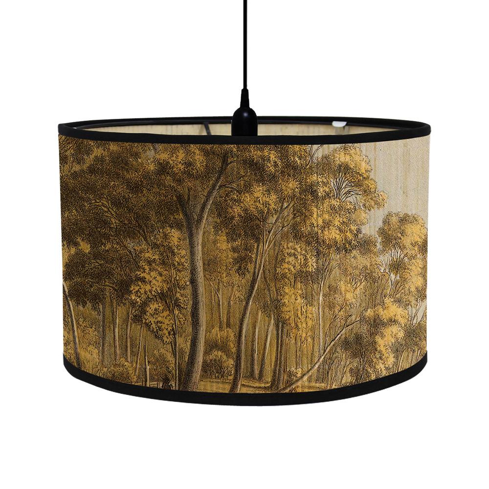 Vintage European Lampshade Home Mandala Folk House Hanging Chandelier Lampshade Green Plant Floral Pattern Bamboo Light Cover