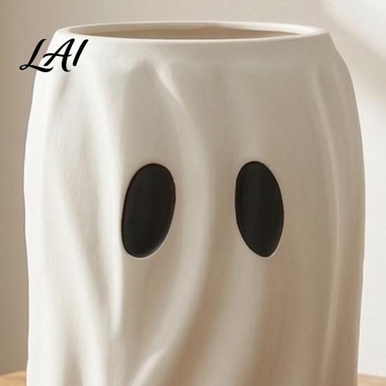 Minimalist Ghost Ornament Cute Flowerpot Resin Halloween Planter for Indoor Home Flower