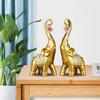 Good Luck Couple Elephants Statue Figurines Decorative Accent with Trunk up Sculpture for Home Desktop Decoration Gifts Ornament