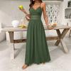 Ethnic Vacation Style Solid Color Lace Backless Spaghetti Strap High Waist Maxi Dress For Women
