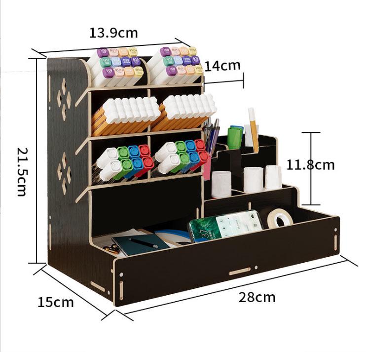 Nordischer Kreativer Holz-Stifthalter: Desktop-Organizer mit großer Kapazität und mehreren Fächern