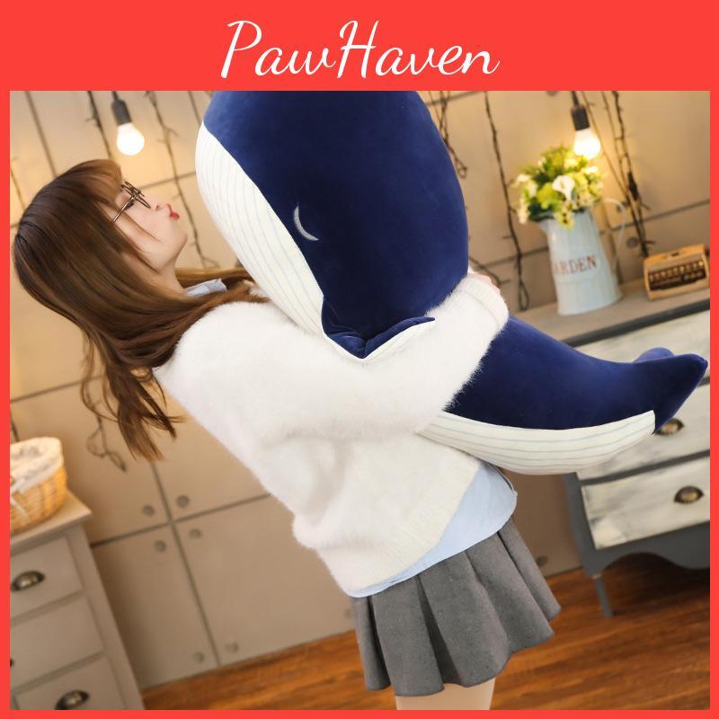 Whale Blue Plush Toy Marine Animal Stuffed Doll Bedroom Decoration Kids Gift