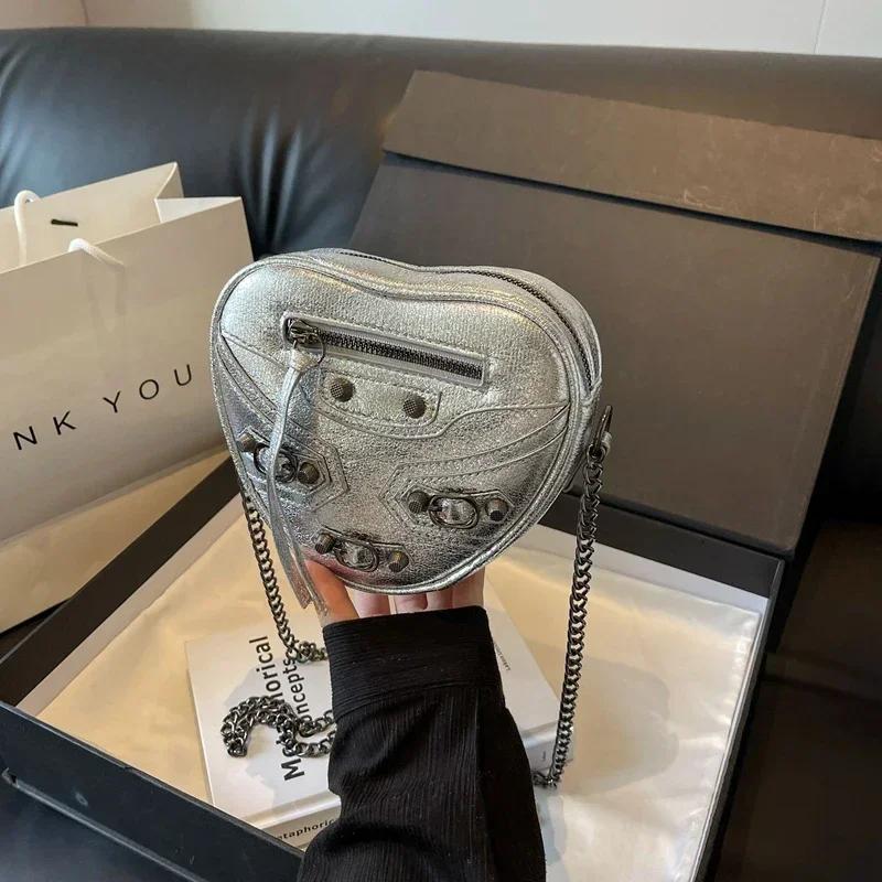 Neue Luxus-Design Kleine Umhängetaschen für Damen Mode Marke Herz Crossbody Bags Damen Reise PU Leder Box Reißverschluss Handtaschen