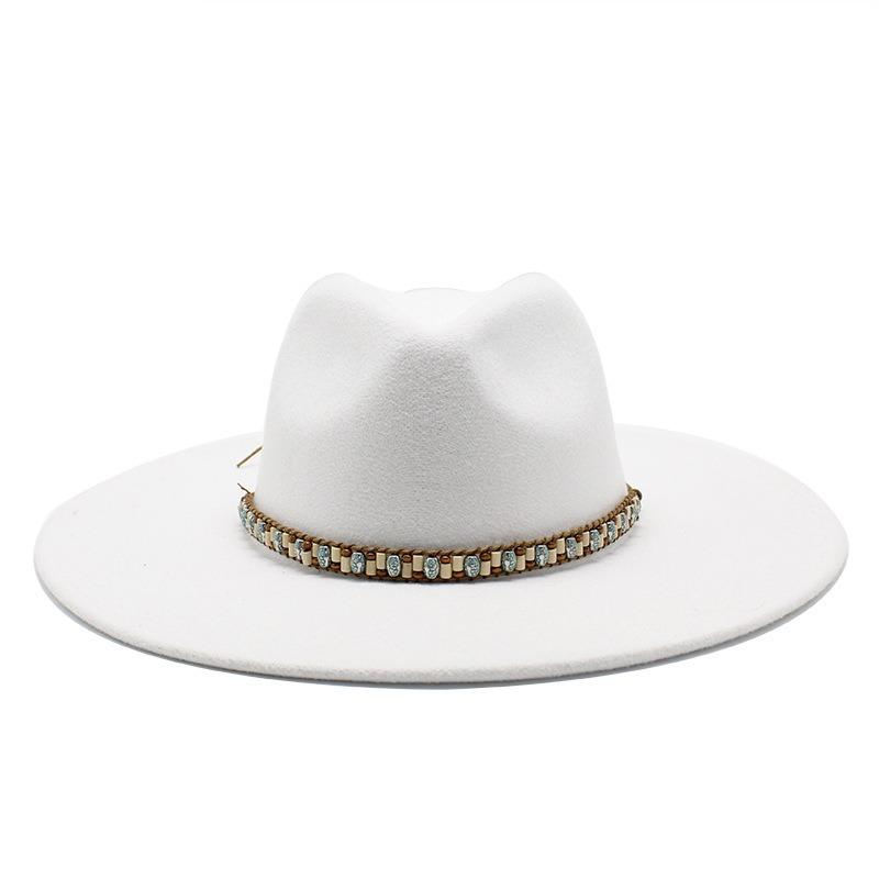 Unisex Large Brim Felt Fedora Hat For Spring Summer Autumn Winter