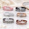 Crystal Magnet Wrap Bracelets Beaded Woven Leather Bracelets  Friendship Jewelry