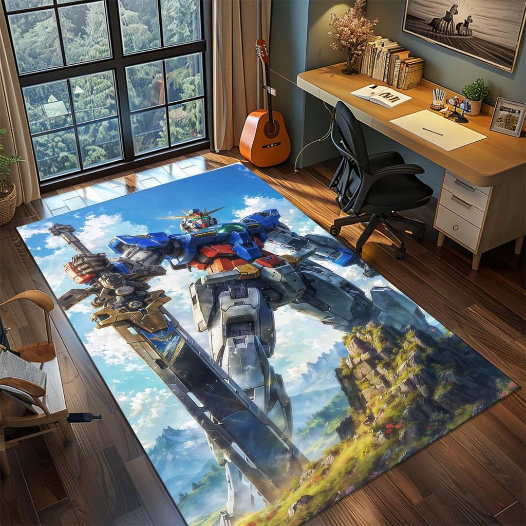 Gundam Anime Mecha Robot Rug Carpet Large Area Rug Non Slip Washable Floor Mat Gamer Room Bedroom Home Decor