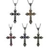 Unisex Cross Pendant Necklace Neckchain Jewelry Gemstones Choker for Daily Wear