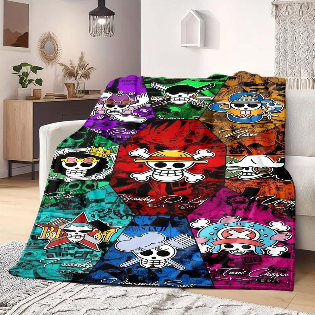 ONE PIECE Straw Hat Pirates Print Blanket Warm Comfortable Flannel Blanket Suitable for Bedrooms,Sofas, Beds,Chairs -QIAO114