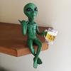 Alien Beer Drinking Statue Fun Humorous Outer Space Decor,Green Alien Figurine with Beer Mug,Perfect for Desk Shelf Display,Ideal Gift for Sci-Fi Fans