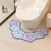 Oil Painting Style U-shaped Toilet Mat Floral Pattern Anti Slip Floor Mat  For Bathroom