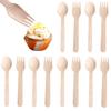 Disposable Wooden Spoon Fork Set for Party Birthday Kitchen Dining Room Supplies Ice Cream Cake Dessert Spoon JXB