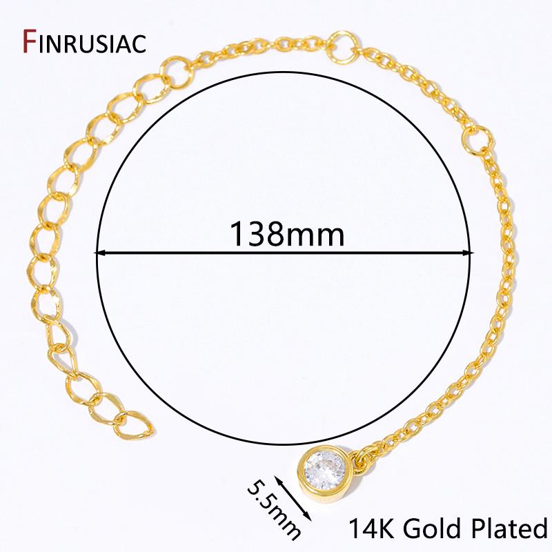 

14K Gold Plated Brass Extended Extension Chain With Tail Zircon Beads Connector For DIY Jewelry Making Findings 1 piece