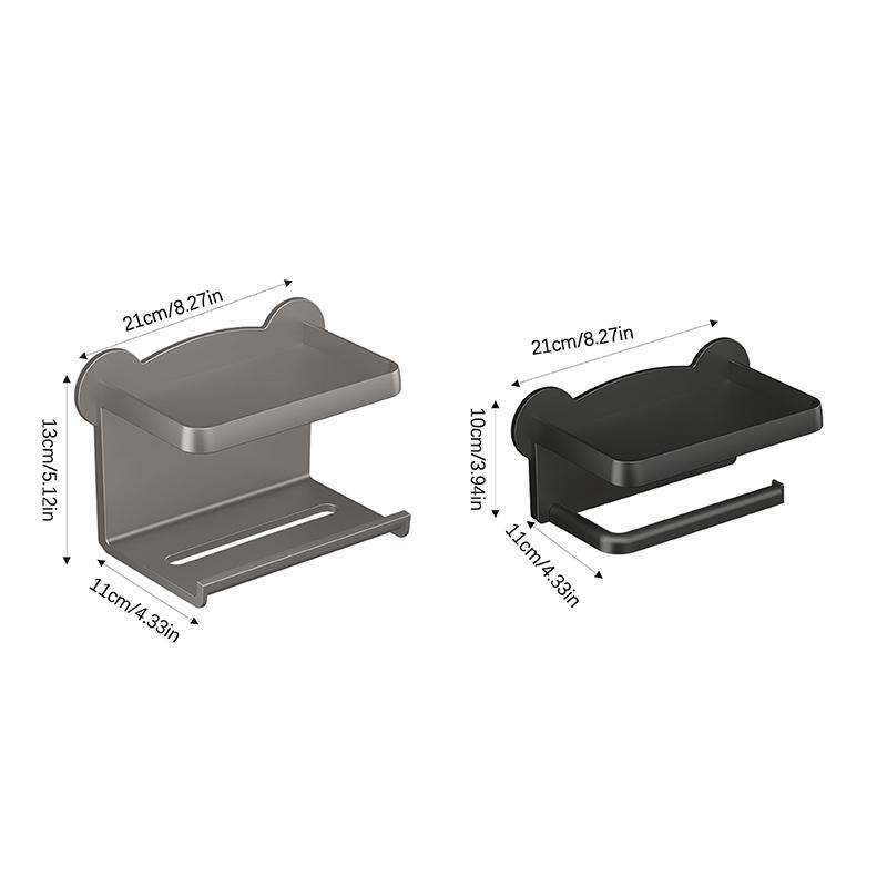 Paper Roll Toilet Paper Holder Wall Mounted Self-Adhesive Anti Rust Waterproof Belt Storage Tray Kitchen Tissue Holder