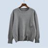 round Neck Side Loose Zip Long Sleeves Autumn and Winter Knitting Sweater Pullover Bottoming Shirt Asymmetrical Women's Clothing Tops