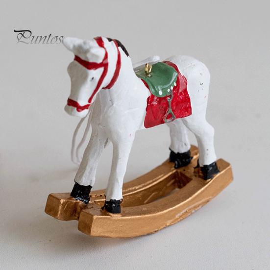 Retro-Weihnachtsanhänger, niedlicher farbiger 3D-Cartoon-Schaukelpferd-Harz-Hängeornament für Weihnachtsbaum, frohe Weihnachten, Zuhause, Urlaubsdekoration