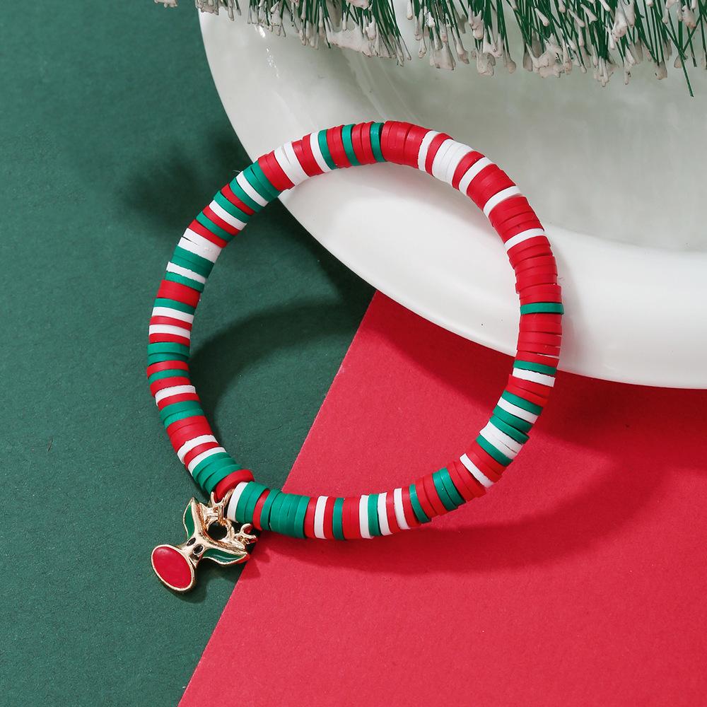 European and American Christmas popular soft pottery bracelet, elk snowman Christmas tree alloy pendant, gift jewelry