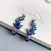 Blue Enamel Phoenix Tassel Earrings For Women Female Chinese Style Exaggerated Lapis Lazuli Earings Banquet Jewelry