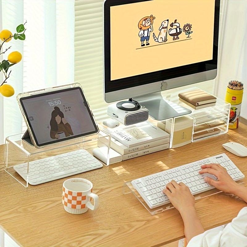 1pc Clear Acrylic Keyboard Stand - Ergonomic Tilted Design with Non-Slip Base | PMMA Height Adjustable Tray for Home/Office