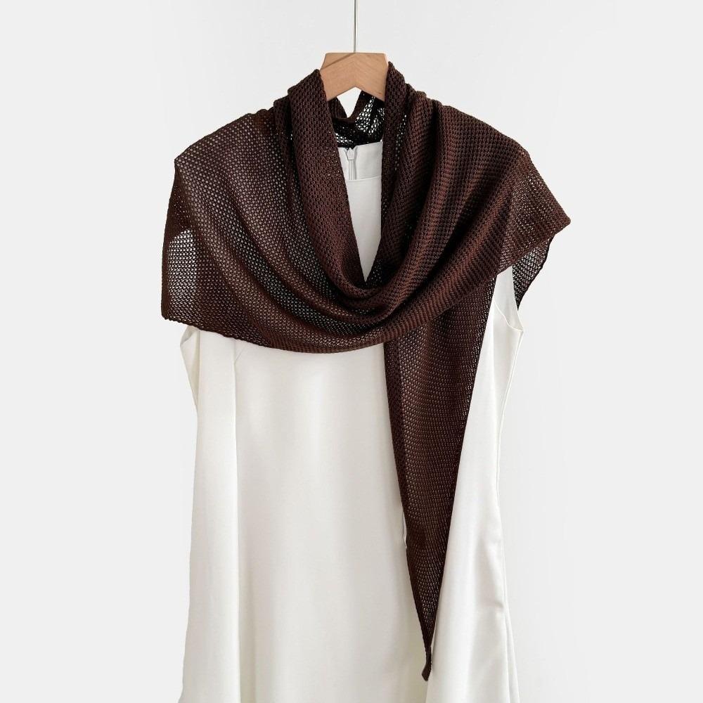 Solid Color Mesh Shawl 190×60cm Air-Conditioning Shawl  Spring Summer for Women