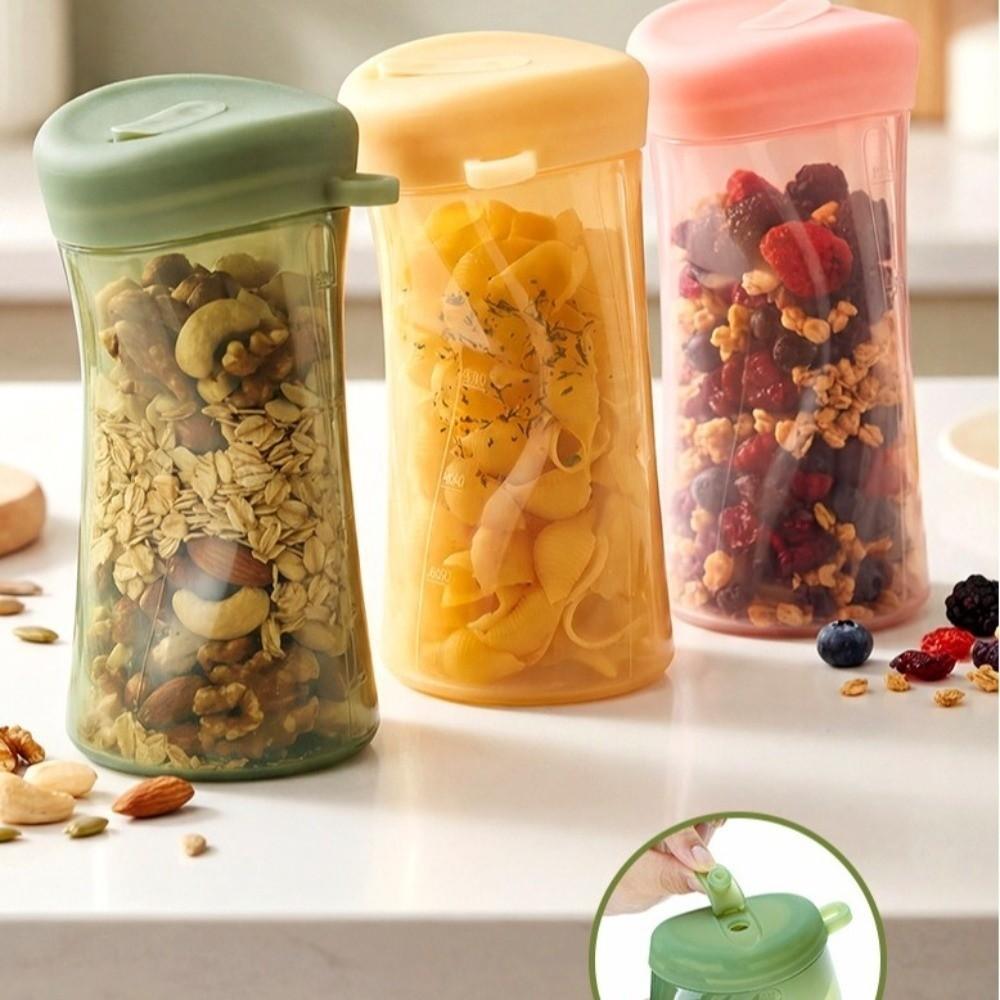 Leak-Proof Food Storage Cup Silicone with Scale Sealing Canister Detachable Lid Airtight Seal Oat Cup Refrigerator Storage