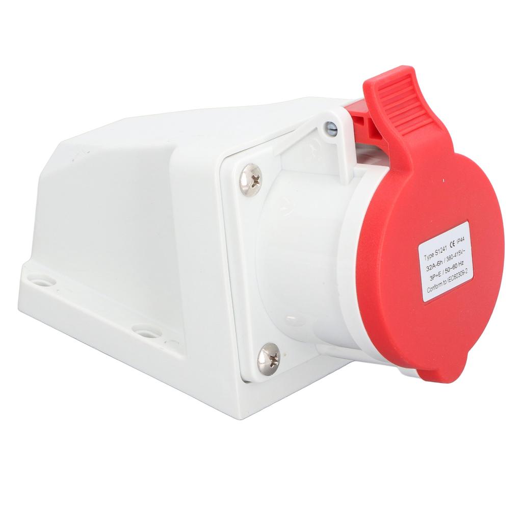 Industrial Connector Electrical 4 Pin 32A 3P+E IP44 Waterproof Dustproof 380‑415V Surface Mount Socket